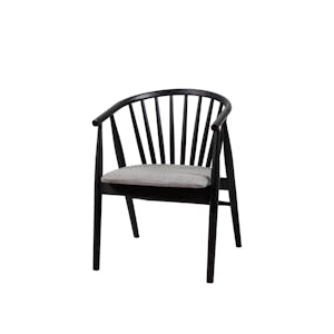 Chaise noire à barreaux - tissu gris TENA